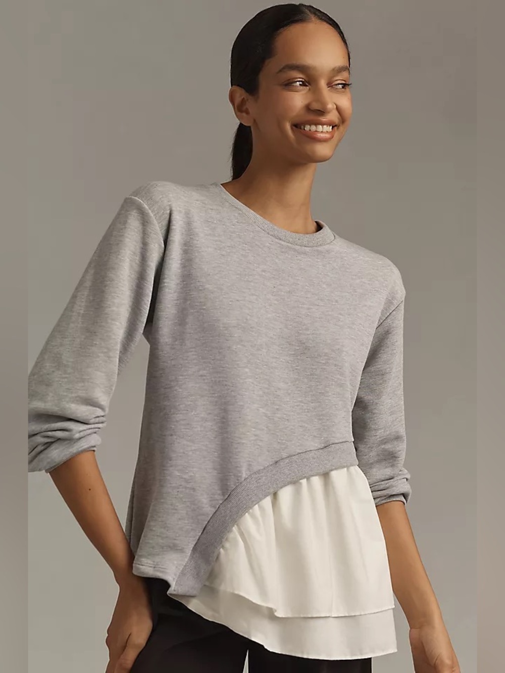 Maeve Asymmetrical Twofer Sweatshirt